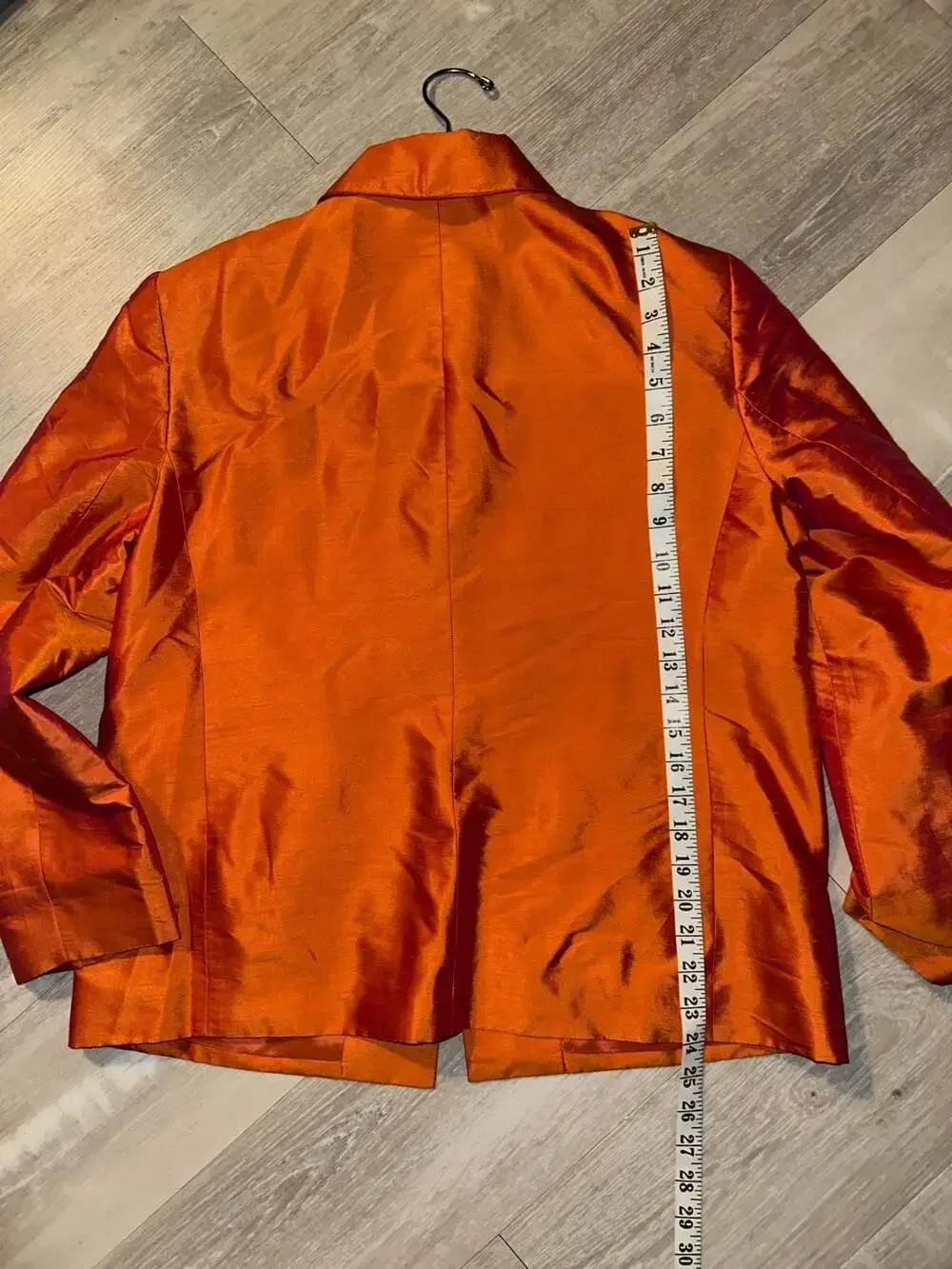 Saks Fifth Avenue Folio Collection Vintage 100% Silk Orange Blazer Jacket Women